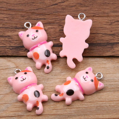 10 bucăți 15*29 mm 8 culori Kawaii brelocuri de pisică pandantive pentru fabricarea de bijuterii din rășină animală, descoperiri de bijuterii, artizanat