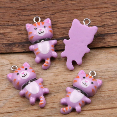 10 bucăți 15*29 mm 8 culori Kawaii brelocuri de pisică pandantive pentru fabricarea de bijuterii din rășină animală, descoperiri de bijuterii, artizanat