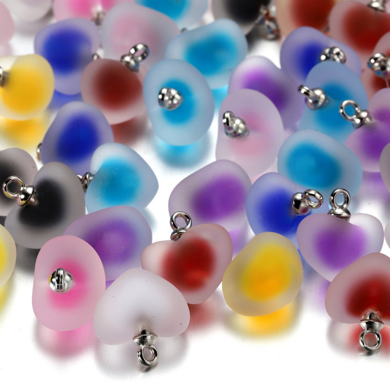 10 kom/lot Višebojni privjesci u obliku srca od smole za ručno izrađene narukvice, naušnice, ogrlice, privjeske, pribor za izradu nakita „uradi sam“