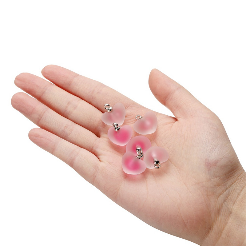 10 kom/lot Višebojni privjesci u obliku srca od smole za ručno izrađene narukvice, naušnice, ogrlice, privjeske, pribor za izradu nakita „uradi sam“