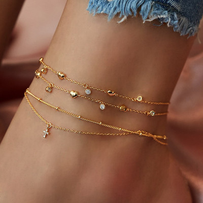 Anklet cu lanț pentru femei de epocă, vară, boemă, fulger, metal, lanț de șarpe, picior, cadou de bijuterii de plajă