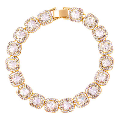 Hip Hop Bling Pink Crystal Link bokalánc Női 13mm Szélesség Négyzet Lánc Iced Out Tenisz lánc Láblánc Új Ékszer Ajándék