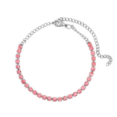 Hip Hop Bling Pink Crystal Link bokalánc Női 13mm Szélesség Négyzet Lánc Iced Out Tenisz lánc Láblánc Új Ékszer Ajándék