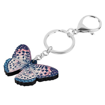 Newei Acrylic Spot Brush-footed Butterfly Keychains Big Insect Animal Keyring Jewelry for Women Teen Gife Handbag Διακόσμηση αυτοκινήτου