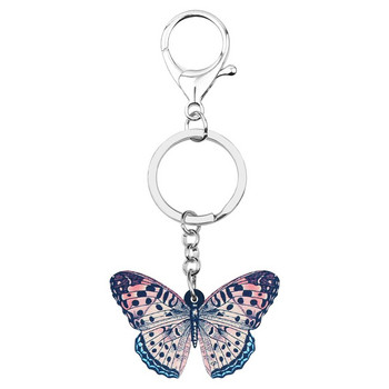 Newei Acrylic Spot Brush-footed Butterfly Keychains Big Insect Animal Keyring Jewelry for Women Teen Gife Handbag Διακόσμηση αυτοκινήτου