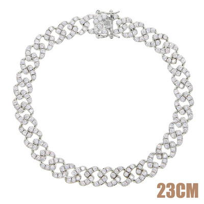 9 MM Iced Out Bling CZ Miami Cuban Link Lanț de gleznă Rose Gold Pink Stone Miami gleznă de culoare argintie Hip Hop Bijuterii de modă pentru femei