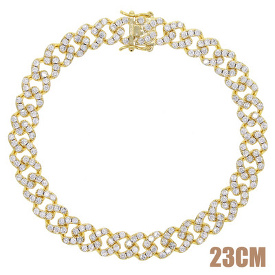 9 MM Iced Out Bling CZ Miami Cuban Link Lanț de gleznă Rose Gold Pink Stone Miami gleznă de culoare argintie Hip Hop Bijuterii de modă pentru femei