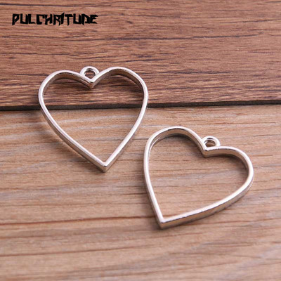 10kom 20*34mm 7 boja legura nakita pribor Srce šarm šuplje ljepilo prazan privjesak pladanj okvir