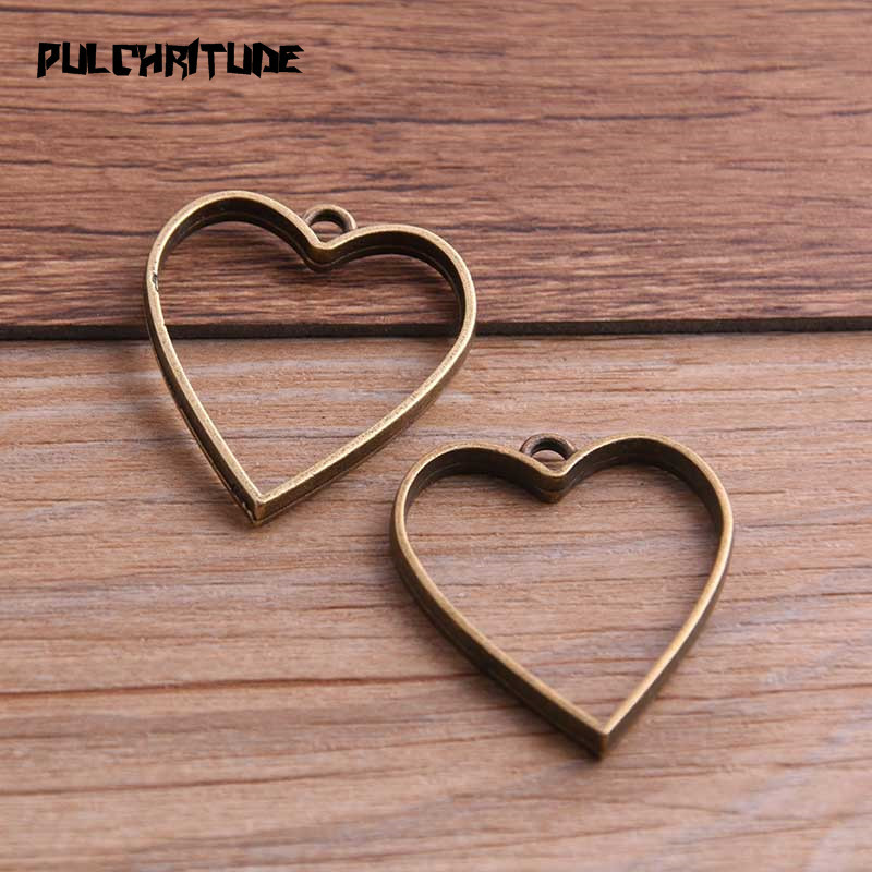 10kom 20*34mm 7 boja legura nakita pribor Srce šarm šuplje ljepilo prazan privjesak pladanj okvir