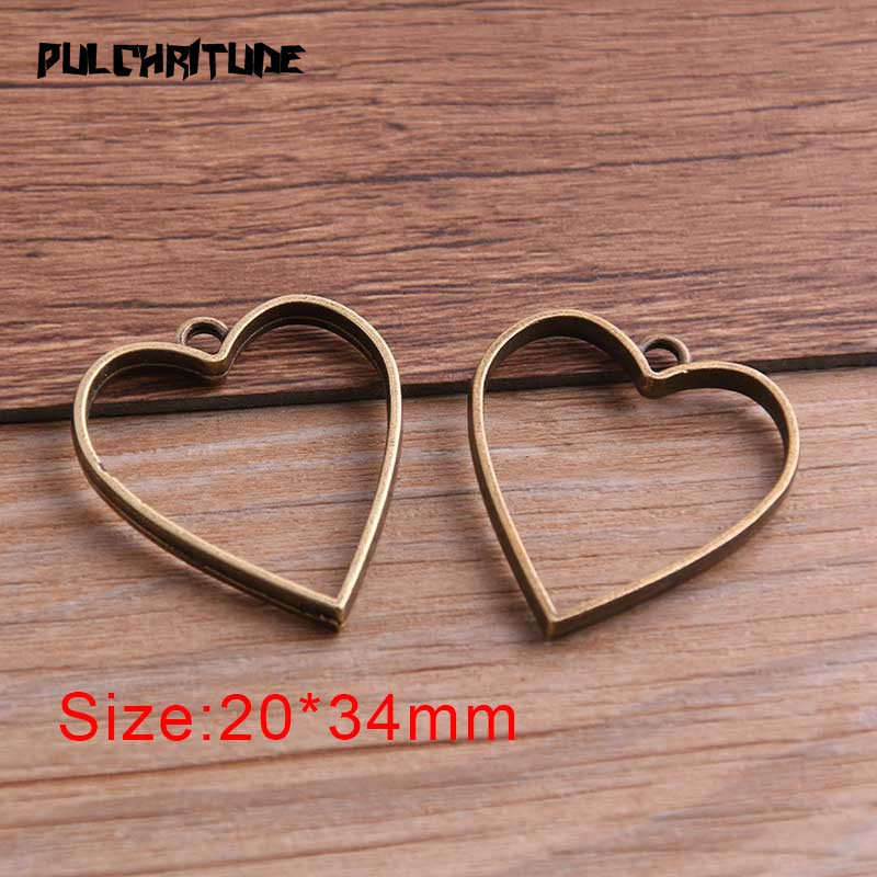 10kom 20*34mm 7 boja legura nakita pribor Srce šarm šuplje ljepilo prazan privjesak pladanj okvir
