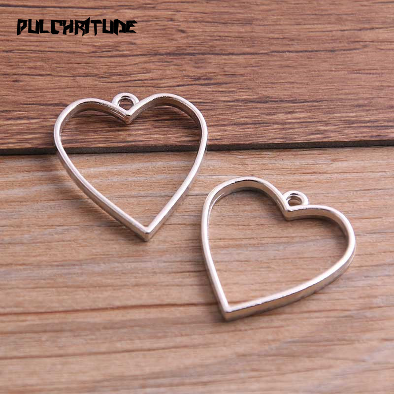 10kom 20*34mm 7 boja legura nakita pribor Srce šarm šuplje ljepilo prazan privjesak pladanj okvir