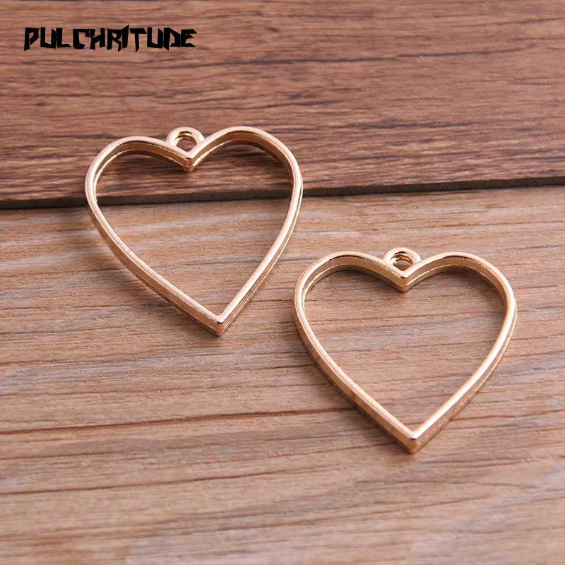 10kom 20*34mm 7 boja legura nakita pribor Srce šarm šuplje ljepilo prazan privjesak pladanj okvir