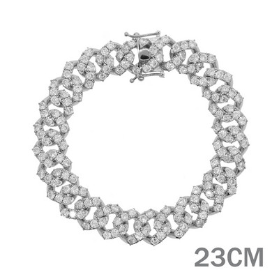 Hip Hop 1 Row Cz Rectangle Anklet Punk For Wonem Jewelry 14mm Iced Out Cubic Zircon Miami Curb Cuban Link Chain Anklets