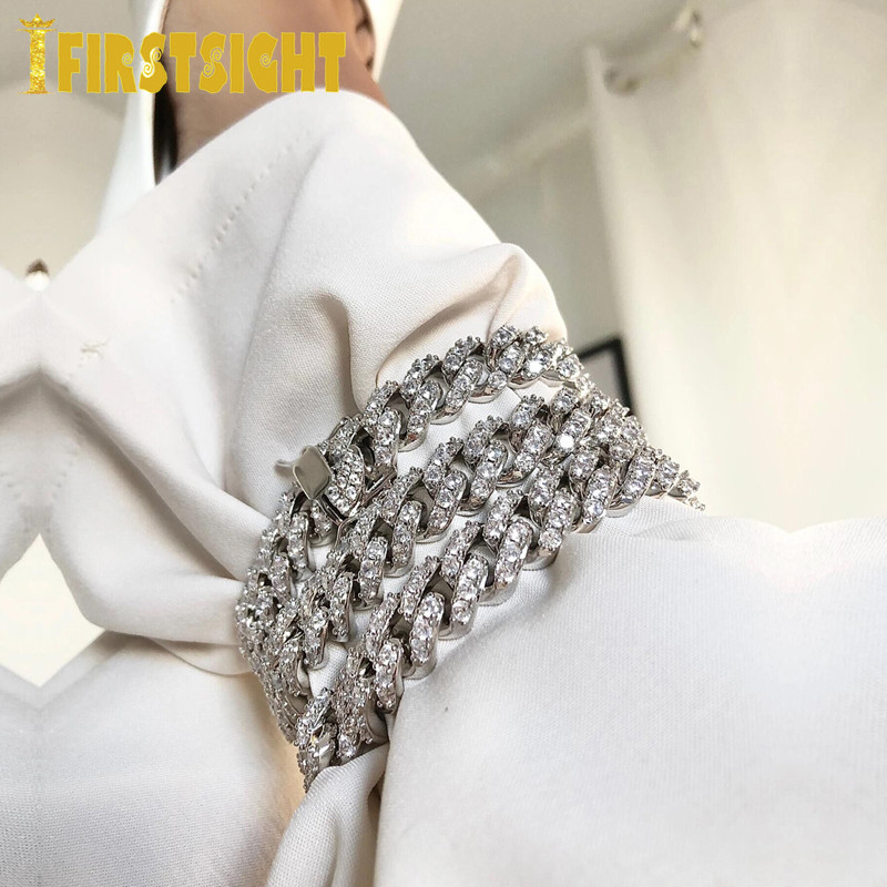 Hip Hop 1 Row Cz Rectangle Anklet Punk For Wonem Jewelry 14mm Iced Out Cubic Zircon Miami Curb Cuban Link Chain Anklets