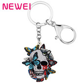 NEWEI Halloween Akrilni horor Šareni leptiri Lubanja Kostur Naušnice Trendy Big Drop Viseći Poklon Nakit Za Žene Djevojke