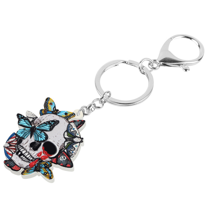 NEWEI Halloween Akrilni horor Šareni leptiri Lubanja Kostur Naušnice Trendy Big Drop Viseći Poklon Nakit Za Žene Djevojke