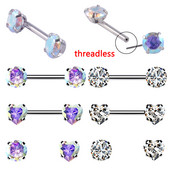 CZ Gem Inel pentru mamelon cu mreană fără fir AB&Clear Crystal Inel pentru mamelon Press Fit Shield pentru mamelon Piercing fără fir Bijuterii pentru corp