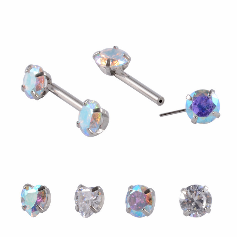 CZ Gem Inel pentru mamelon cu mreană fără fir AB&Clear Crystal Inel pentru mamelon Press Fit Shield pentru mamelon Piercing fără fir Bijuterii pentru corp