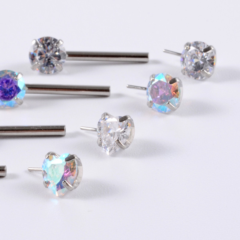 CZ Gem Inel pentru mamelon cu mreană fără fir AB&Clear Crystal Inel pentru mamelon Press Fit Shield pentru mamelon Piercing fără fir Bijuterii pentru corp