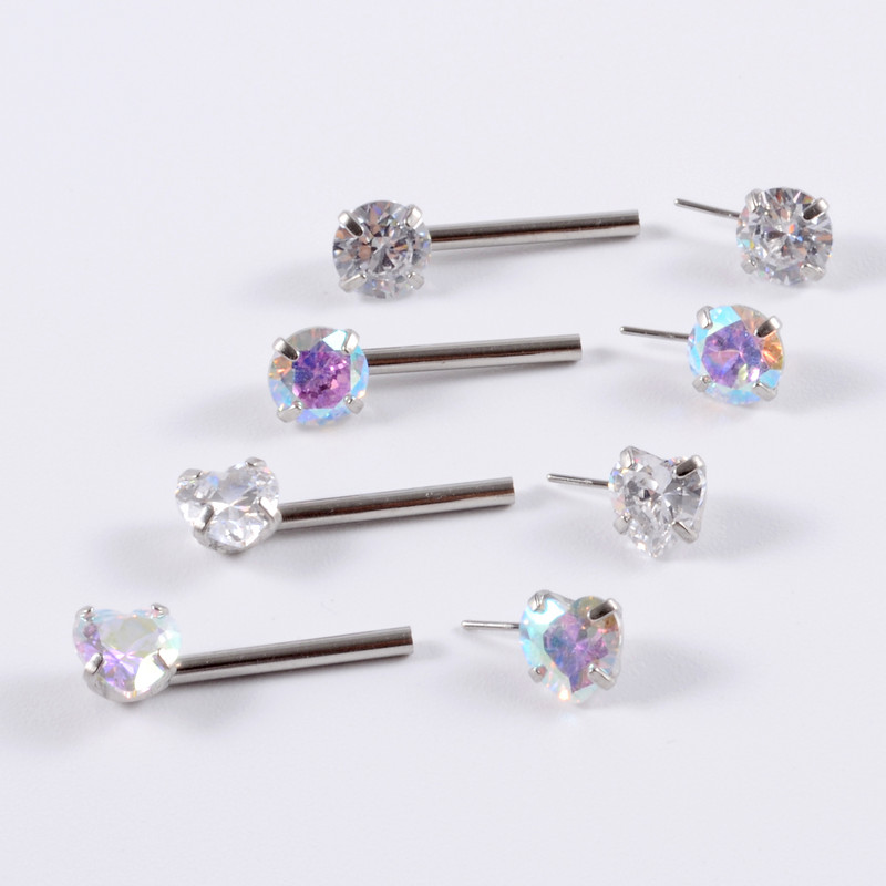 CZ Gem Inel pentru mamelon cu mreană fără fir AB&Clear Crystal Inel pentru mamelon Press Fit Shield pentru mamelon Piercing fără fir Bijuterii pentru corp