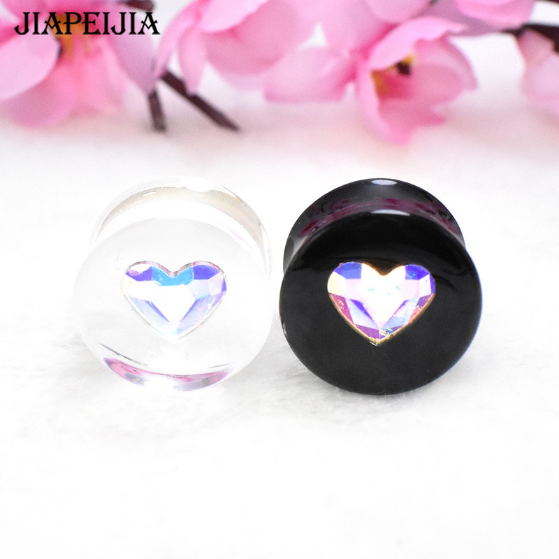 6-30 mm raznobojni tuneli za uho u obliku srca, mjerač i čepovi, rastezljiva akrilna naušnica za piercing za proširenje uha