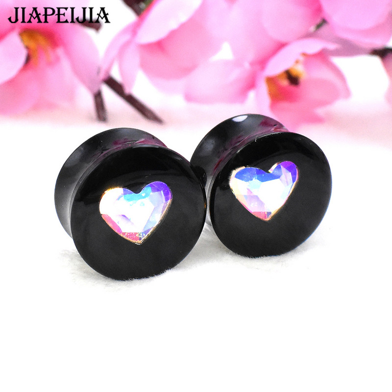 6-30 mm raznobojni tuneli za uho u obliku srca, mjerač i čepovi, rastezljiva akrilna naušnica za piercing za proširenje uha