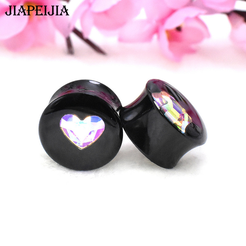 6-30 mm raznobojni tuneli za uho u obliku srca, mjerač i čepovi, rastezljiva akrilna naušnica za piercing za proširenje uha