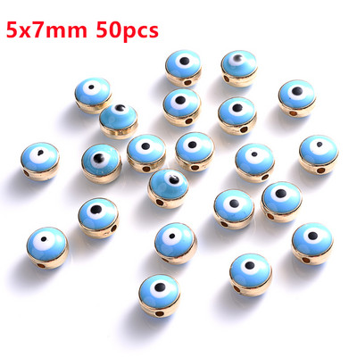 30db/tétel 7x9mm-es kerek ötvözet fémcsepp olajos medál, kék szem medál karkötőhöz ékszer készítés barkácstartozék nagykereskedelme