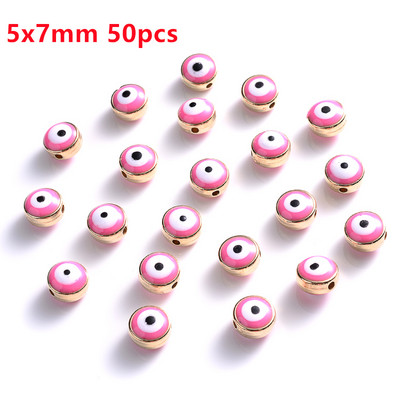 30db/tétel 7x9mm-es kerek ötvözet fémcsepp olajos medál, kék szem medál karkötőhöz ékszer készítés barkácstartozék nagykereskedelme