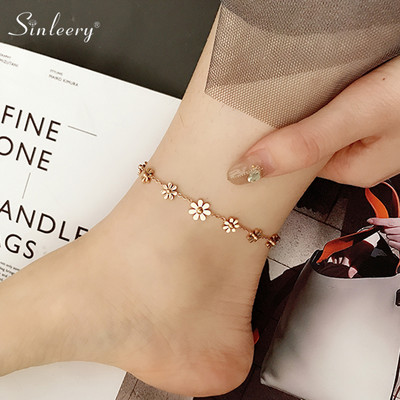 SINLEERY Анкети от неръждаема стомана Flower Bells Drop Rose Gold Color плажни бижута accessoire plage femme летни бижута ZD1 SSK