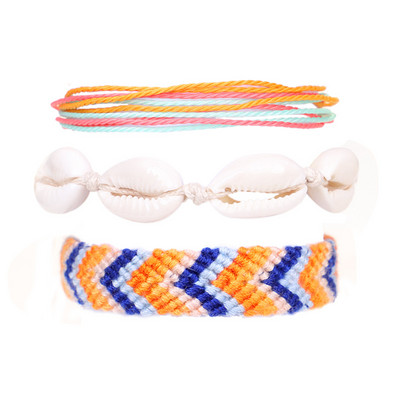 Meetvii Bohemian Vodootporne narukvice od voštanog užeta Set za žene Djevojke Šarene tkane školjke za plažu Šarm Narukvica za noge Nakit za stopala