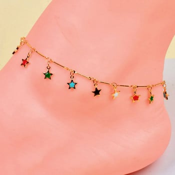 SINLEERY boho Gold Color Star Evil Eye глезени за жени цветни летни плажни аксесоари бижута Barefoot бижута ZD1 SSK