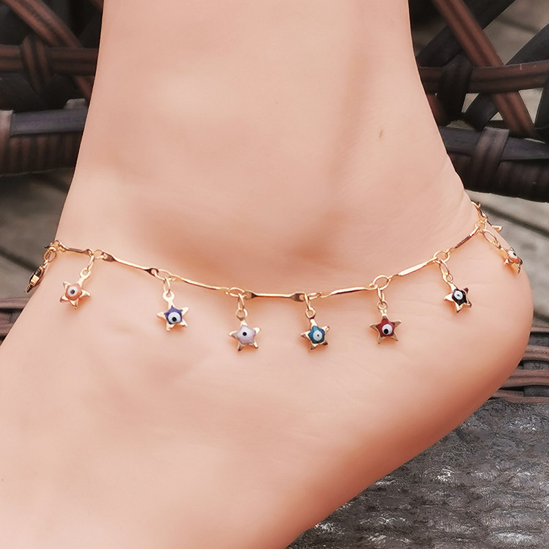 SINLEERY boho Gold Colour Star Evil Eye narukvice za žene šareni ljetni dodaci za plažu bižuterija Barefoot nakit ZD1 SSK