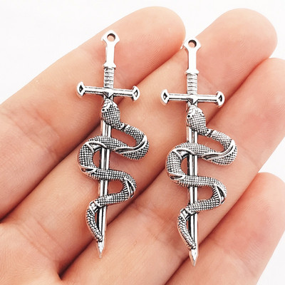 JINDINSP 10 komada 55*17 mm Novi privjesak od legure Snake Sword Charms Privjesak Dizajnerski privjesak za izradu nakita DIY nalazi nakita