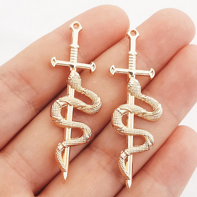 JINDINSP 10 komada 55*17 mm Novi privjesak od legure Snake Sword Charms Privjesak Dizajnerski privjesak za izradu nakita DIY nalazi nakita