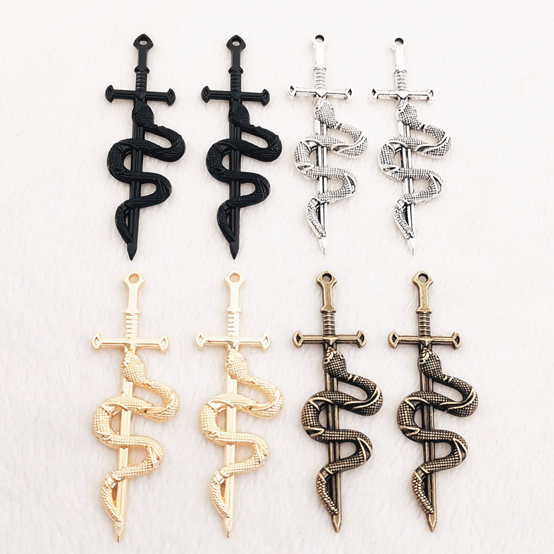 JINDINSP 10 komada 55*17 mm Novi privjesak od legure Snake Sword Charms Privjesak Dizajnerski privjesak za izradu nakita DIY nalazi nakita