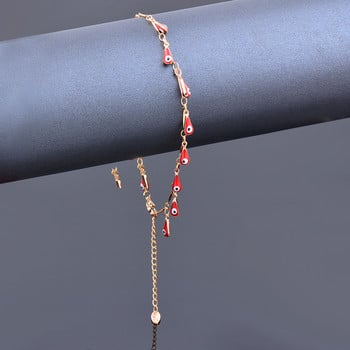 SINLEERY boho Red Enamel Drop evil eye гривна за глезена Gold Color дамски летни бижута 2021 accessoire plage femme JL018 SSK