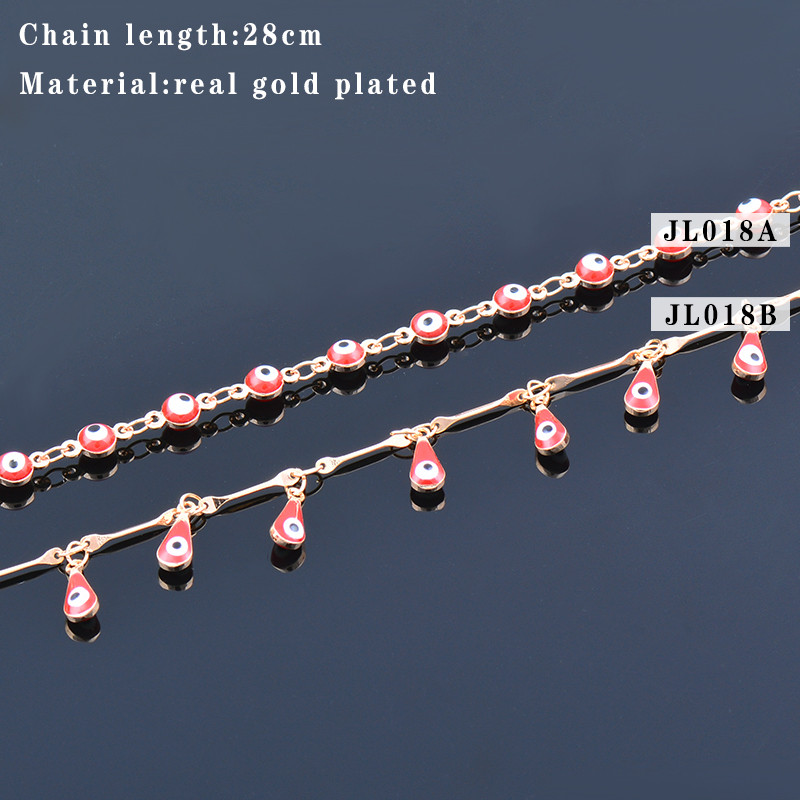 SINLEERY boho Red Enamel Drop evil eye narukvica za gležanj Zlatna boja ženski ljetni nakit 2021. accessoire plage femme JL018 SSK