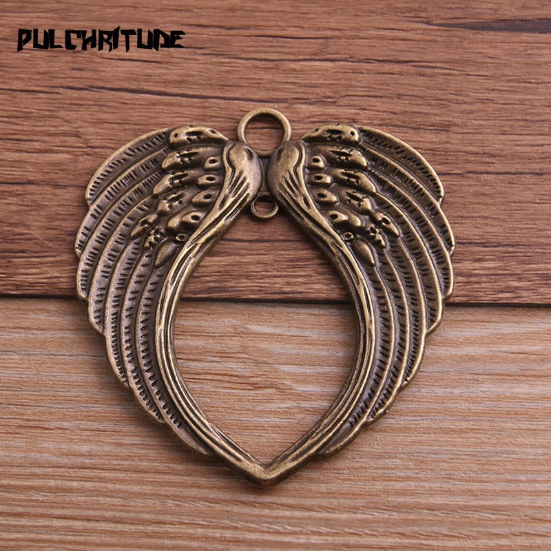 5 buc/lot 65*69mm 5 culori vintage aripi de înger breloc metal aripi mari de înger breloc pandantiv pentru realizarea de bijuterii