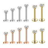 ZS 16G, placat cu aur pentru buze, cercel pentru femei, din oțel inoxidabil, cristal strălucitor, CZ Labert, pentru ureche, cercel din aur roz Piercing Helix