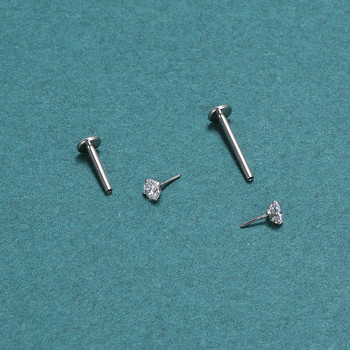 ZS 16G επιχρυσωμένο γυναικείο καρφωτό σκουλαρίκι από ανοξείδωτο ατσάλι Γυαλιστερό κρύσταλλο CZ Labert Ear Stud Ροζ χρυσό σκουλαρίκι Piercing Helix