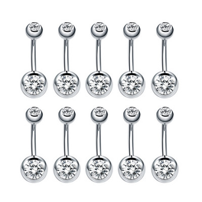 10 buc/lot Piercing pentru buric din oțel inoxidabil Inele pentru buric cu strasuri Ombligo Ball Piercing pentru buric Nombril Bijuterii sexy pentru corp