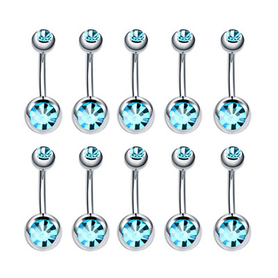 10 buc/lot Piercing pentru buric din oțel inoxidabil Inele pentru buric cu strasuri Ombligo Ball Piercing pentru buric Nombril Bijuterii sexy pentru corp