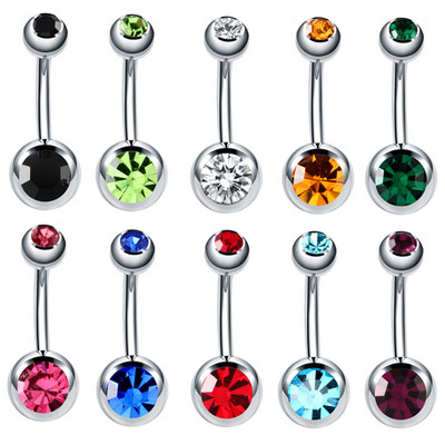 10 buc/lot Piercing pentru buric din oțel inoxidabil Inele pentru buric cu strasuri Ombligo Ball Piercing pentru buric Nombril Bijuterii sexy pentru corp