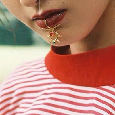 Culoare zirconiu argintiu fals piercing labret inel pentru buze fals inel non-piercing buze manșetă non-piercing bijuterii