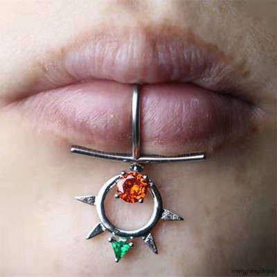 Culoare zirconiu argintiu fals piercing labret inel pentru buze fals inel non-piercing buze manșetă non-piercing bijuterii