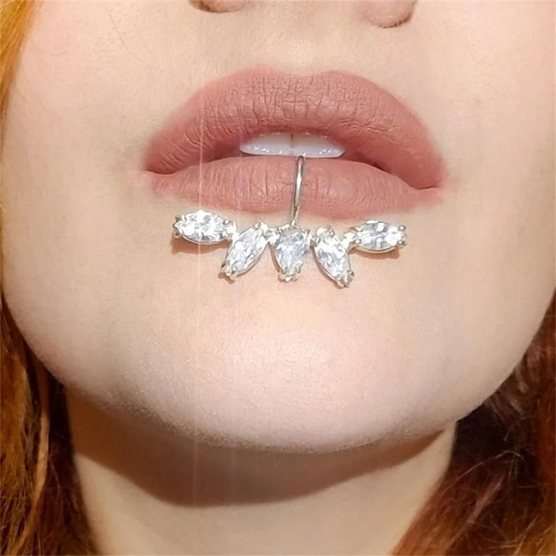 Culoare zirconiu argintiu fals piercing labret inel pentru buze fals inel non-piercing buze manșetă non-piercing bijuterii
