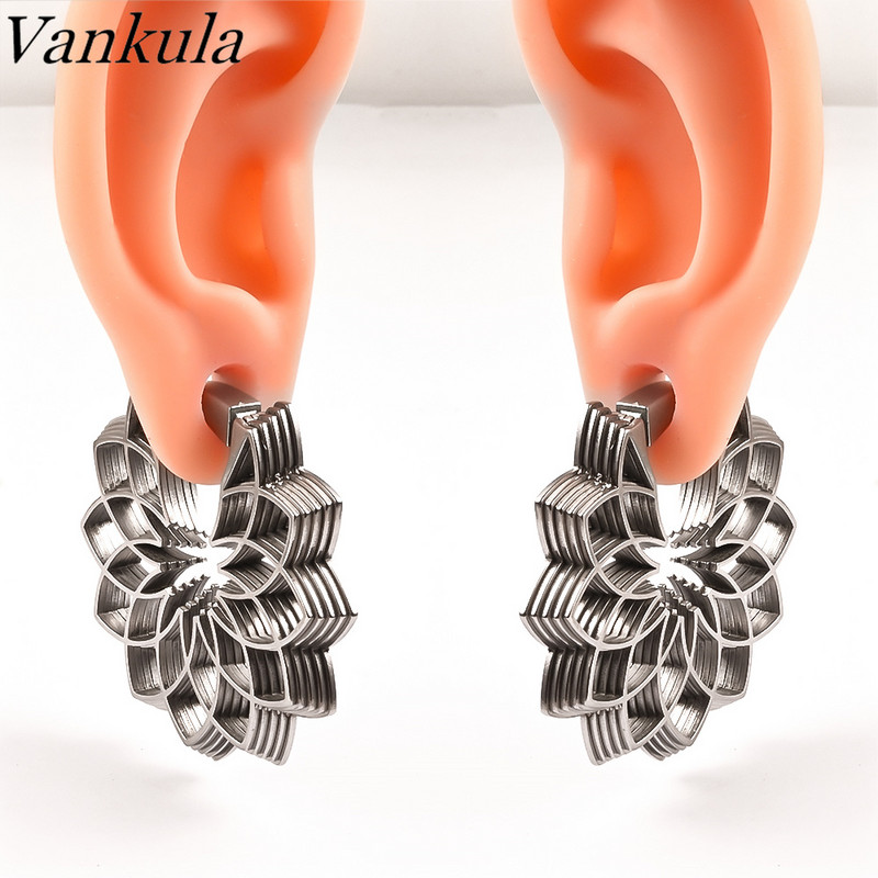 Vankula 2pc Vintage Folower Ear Weight Tribal Antique Plug Ear Stretcher Expander Gauge Gauge Gauge Body Piercing Nakit