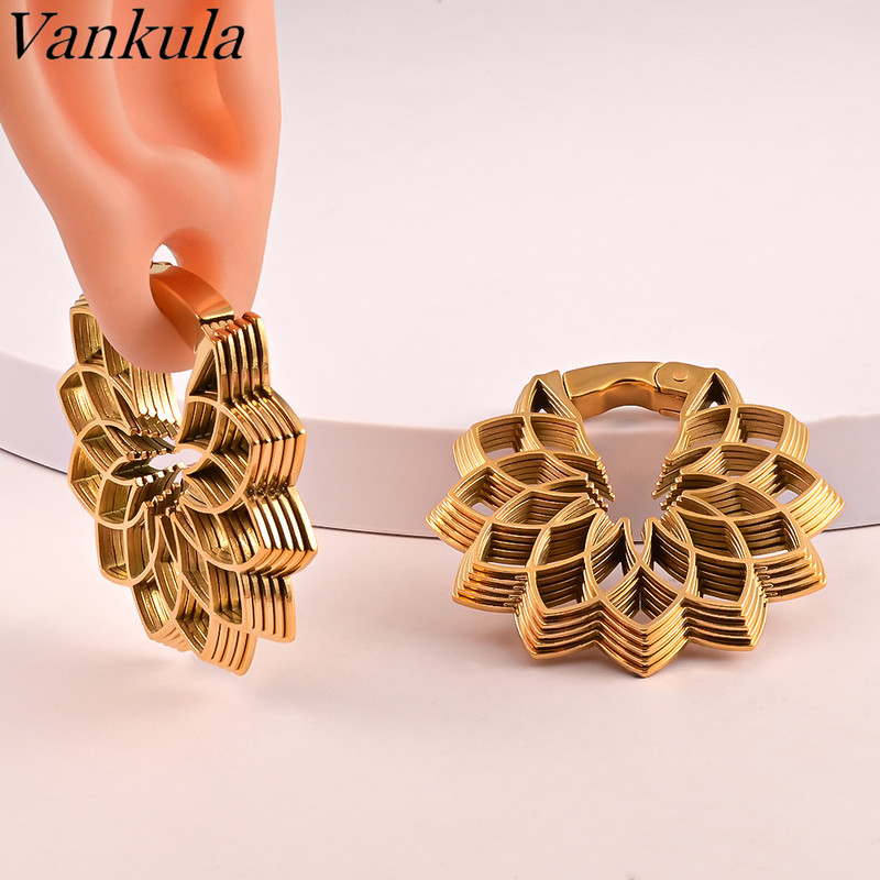 Vankula 2pc Vintage Folower Ear Weight Tribal Antique Plug Ear Stretcher Expander Gauge Gauge Gauge Body Piercing Nakit