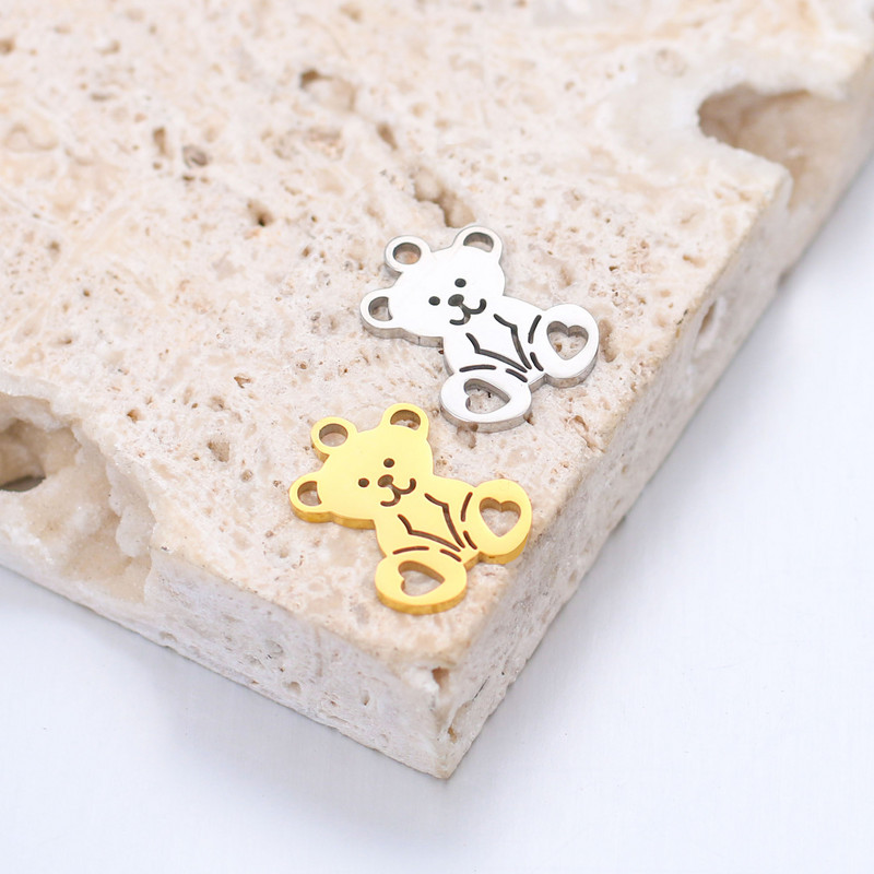 DOOYIO 5 vnt. / partijos nerūdijančio plieno pakabukas tuščiaviduris meškiukas Kūrybingas gyvūnas, mielas moterims, „pasidaryk pats“ papuošalų žymėjimo reikmenys